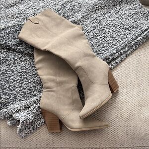 a.n.a Elegant Beige Heeled Boots